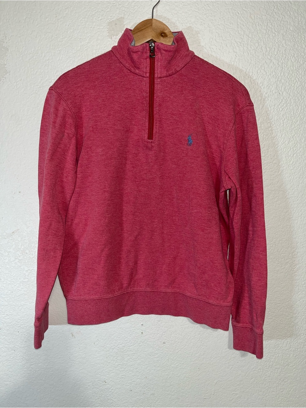 Polo by Ralph Lauren Men’s Zip Pullover in Raspberry Red Heather